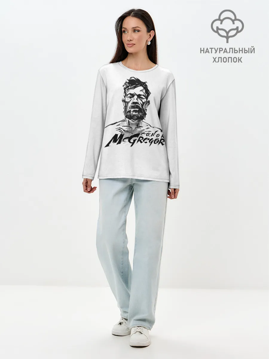 Лонгслив женский. Хлопок / Портрет Конор МакГрегора