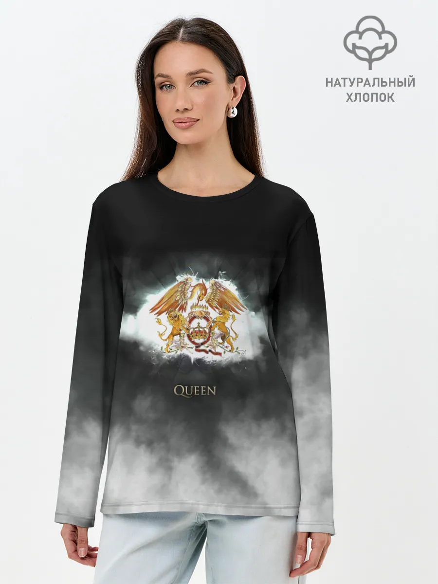 Лонгслив женский. Хлопок / Логотип группы Queen
