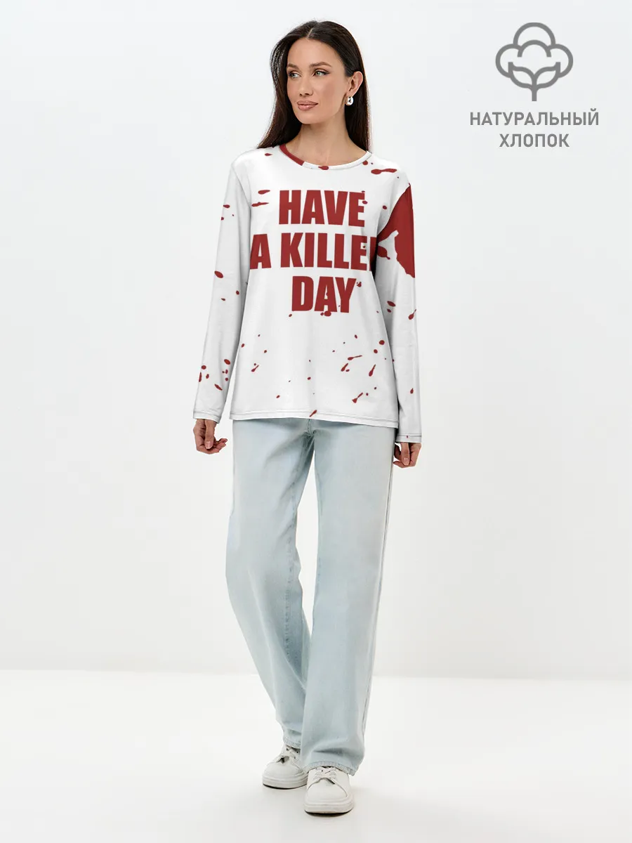 Лонгслив женский. Хлопок / blood have a killer day Dexter