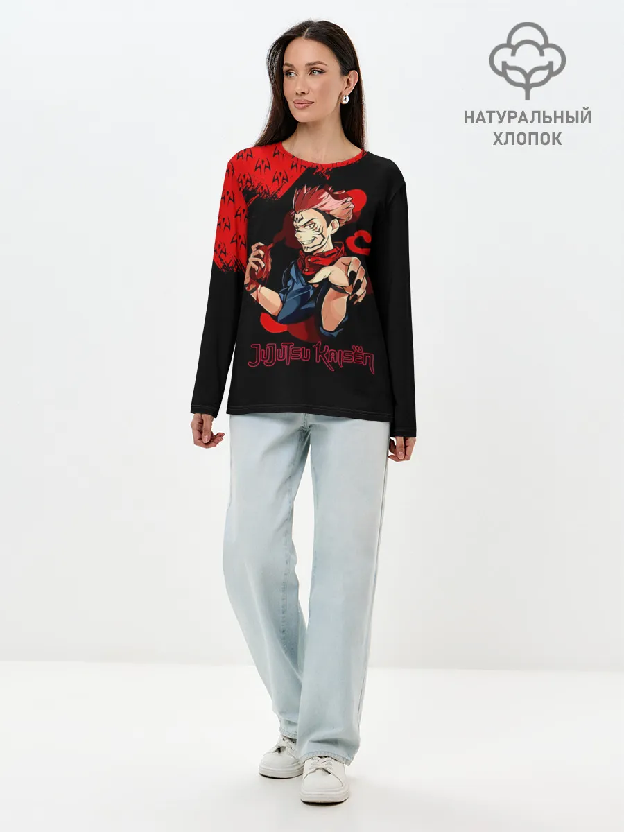 Лонгслив женский. Хлопок / Рёмен Сукуна | Магическая битва