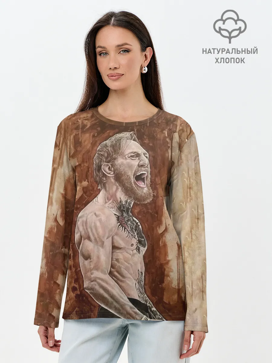 Лонгслив женский. Хлопок / Ярость Конора МакГрегора