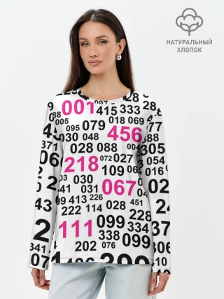 Лонгслив женский. Хлопок / ИГРА В КАЛЬМАРА, ЧИСЛА ИГРОКОВ