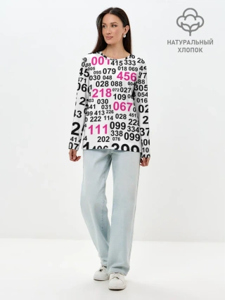 Лонгслив женский. Хлопок / ИГРА В КАЛЬМАРА, ЧИСЛА ИГРОКОВ