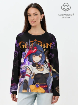 Лонгслив женский. Хлопок / Genshin Impact: Сара, Чжун Ли, Сёгун Райдэн
