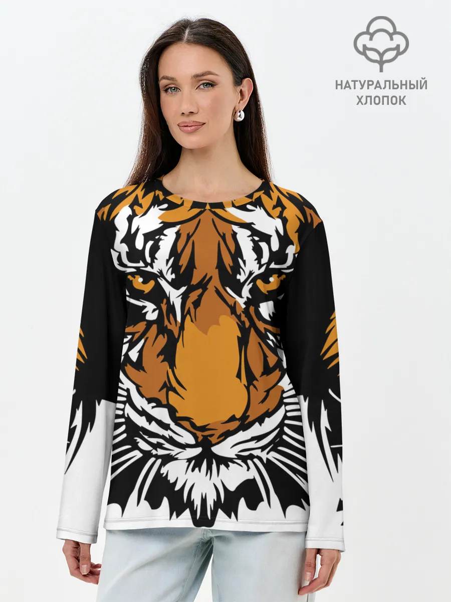 Лонгслив женский. Хлопок / Взгляд хозяина джунглей