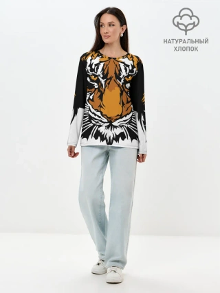 Лонгслив женский. Хлопок / Взгляд хозяина джунглей