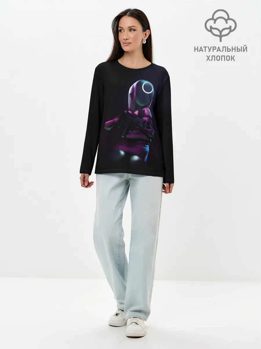 Лонгслив женский. Хлопок / Круг с оружием