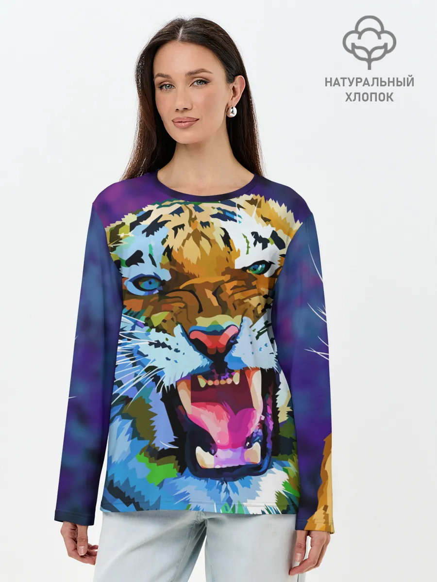 Лонгслив женский. Хлопок / Рычащий Шархан