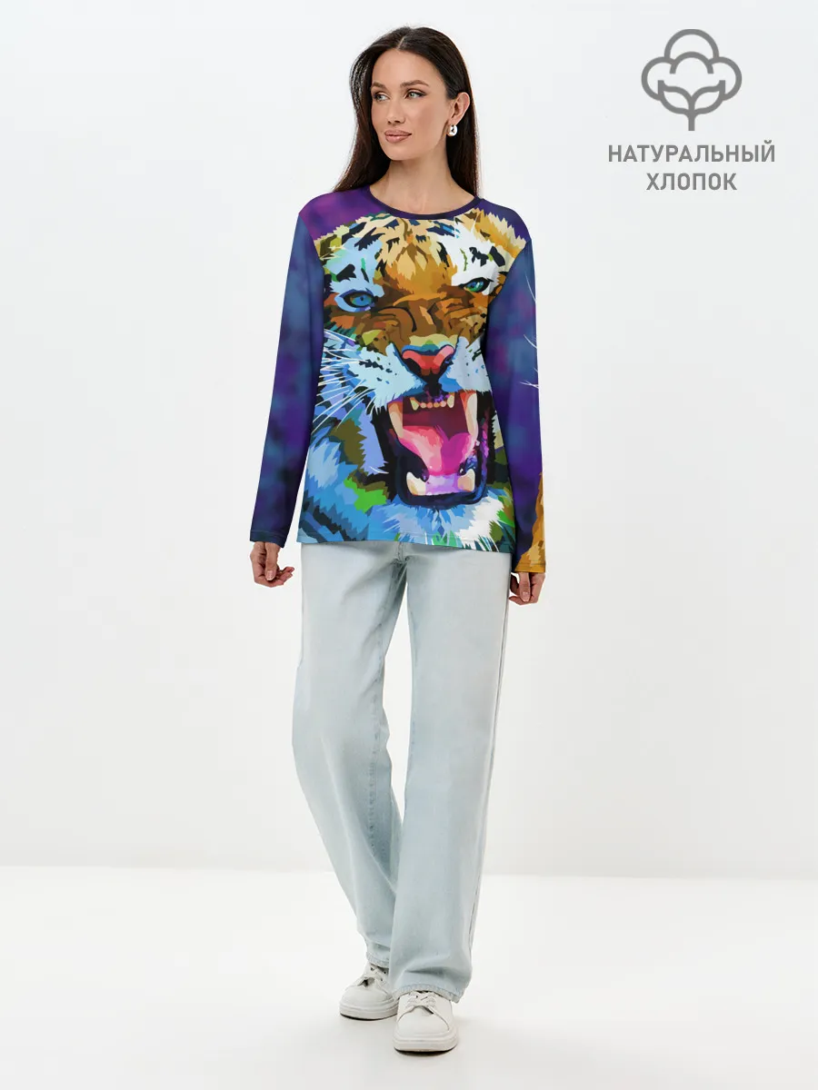 Лонгслив женский. Хлопок / Рычащий Шархан