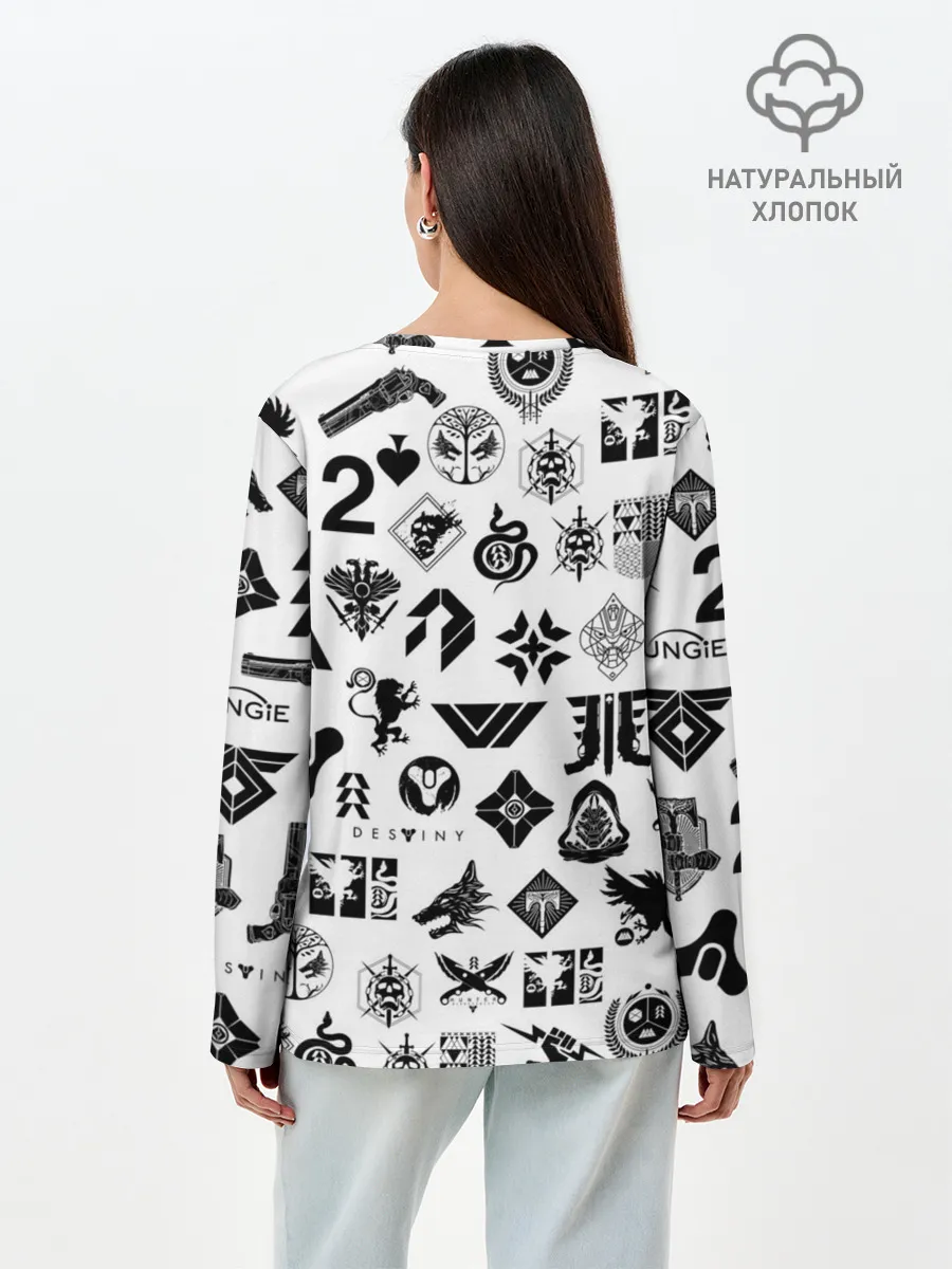 Лонгслив женский. Хлопок / DESTINY 2 LOGO PATTERN / ДЕСТИНИ