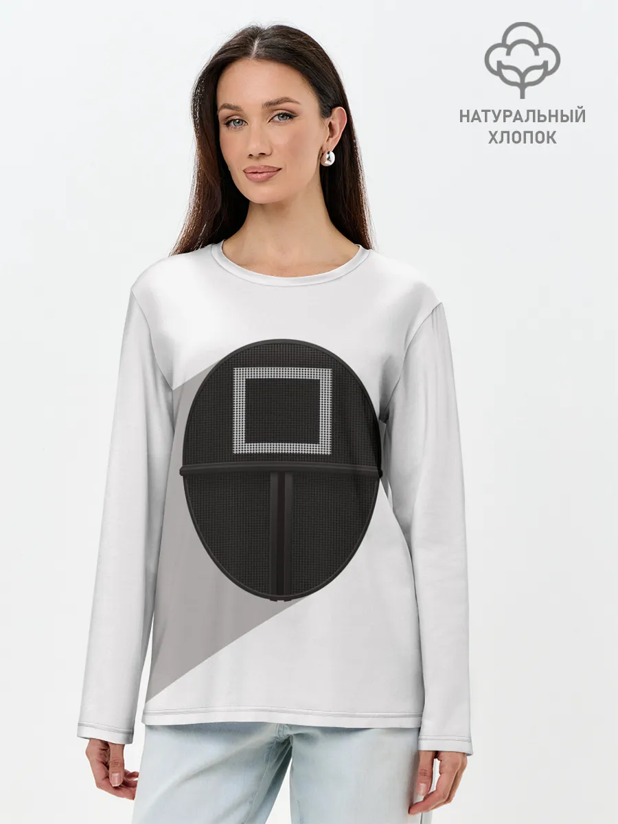 Лонгслив женский. Хлопок / ИГРА В КАЛЬМАРА КВАДРАТ | SQUID GAME