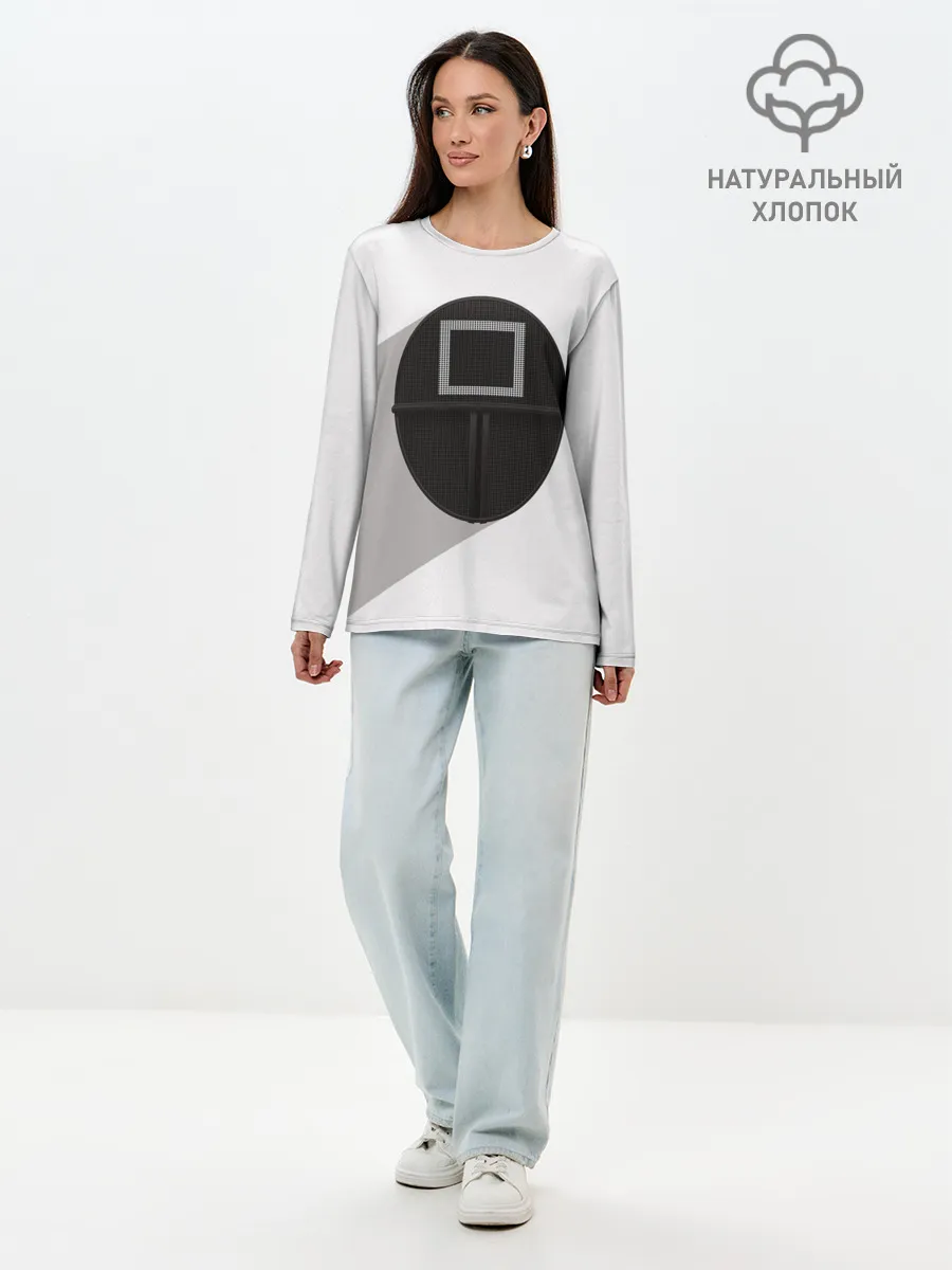 Лонгслив женский. Хлопок / ИГРА В КАЛЬМАРА КВАДРАТ | SQUID GAME