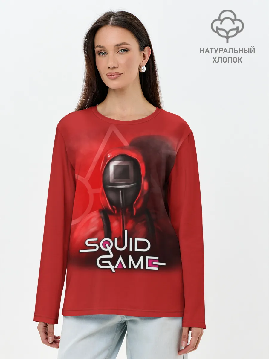 Лонгслив женский. Хлопок / ИГРА В КАЛЬМАРА | КВАДРАТ