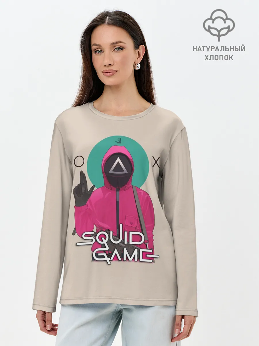 Лонгслив женский. Хлопок / Squid game - Игра в кальмара треугольник