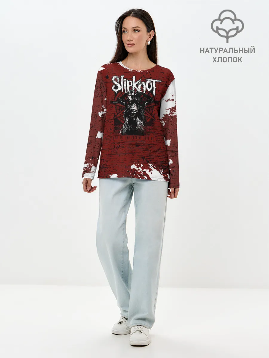 Лонгслив женский. Хлопок / Слипкнот Гранж | Slipknot Rock Goat