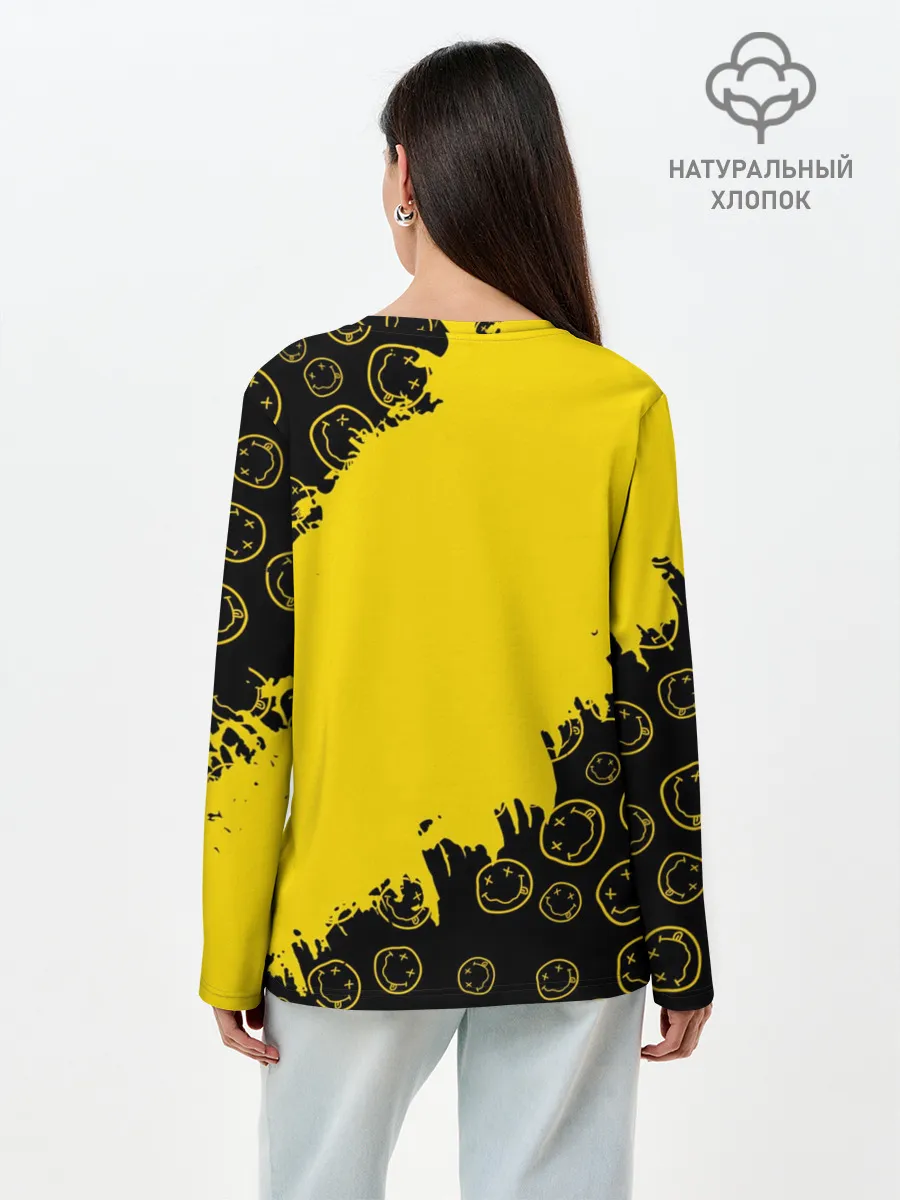 Лонгслив женский. Хлопок / Nirvana Smile | Нирвана Рваный Паттерн