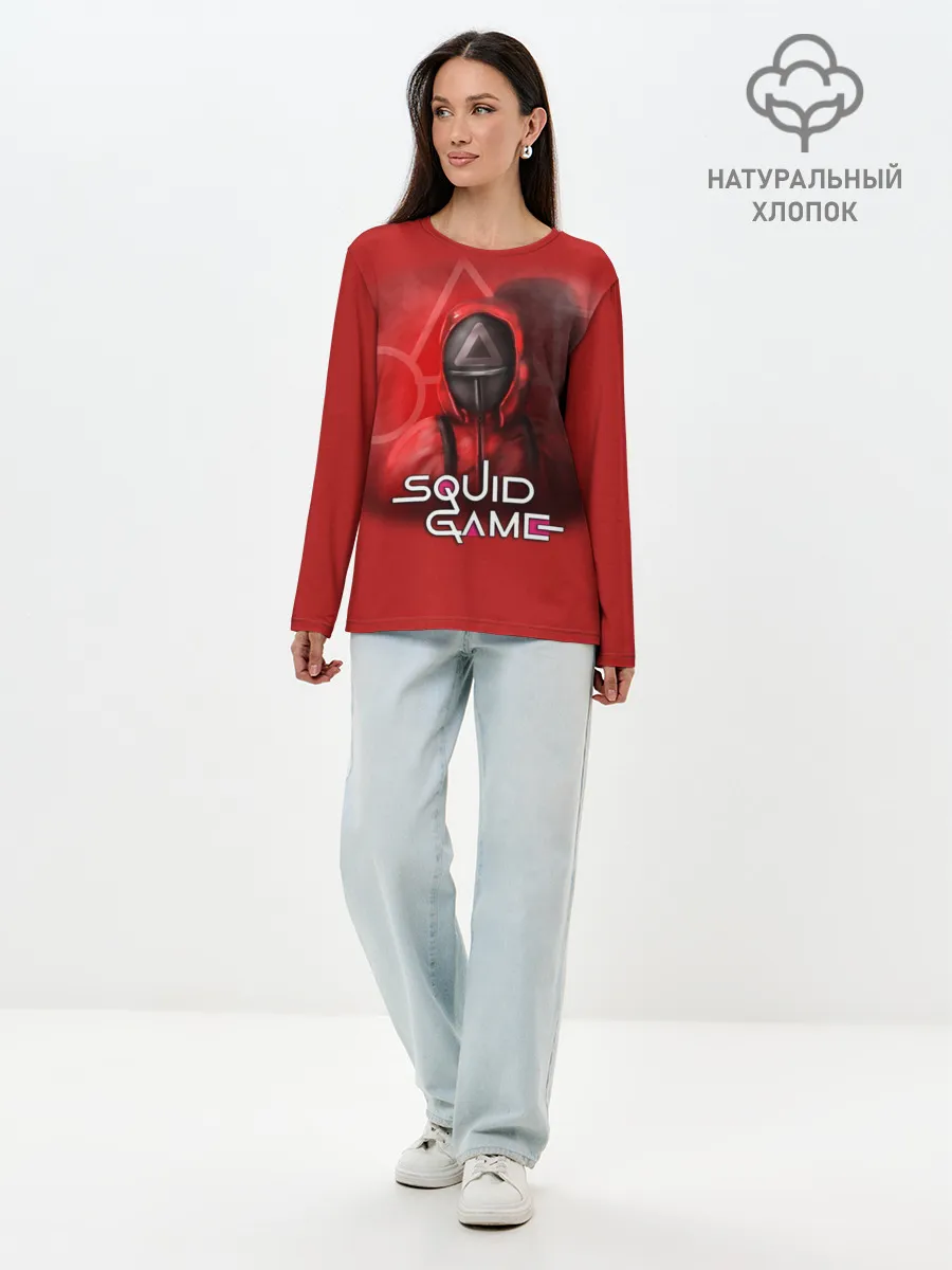 Лонгслив женский. Хлопок / ИГРА В КАЛЬМАРА | ТРЕУГОЛЬНИК