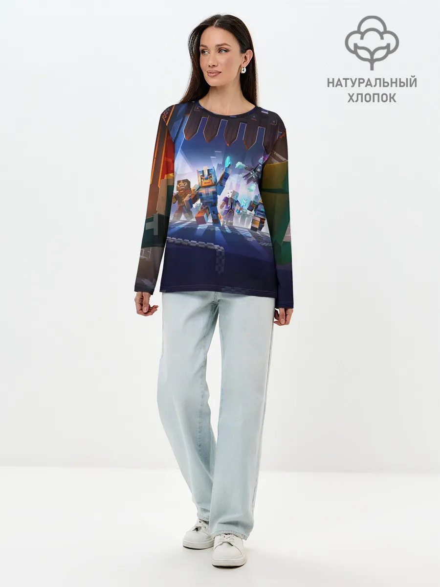 Лонгслив женский. Хлопок / MINECRAFT АРМИЯ КРИПЕРОВ