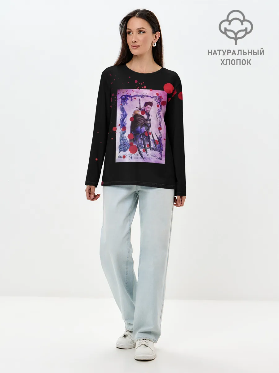 Лонгслив женский. Хлопок / Ведьмак Кошмар Волка Анимэ