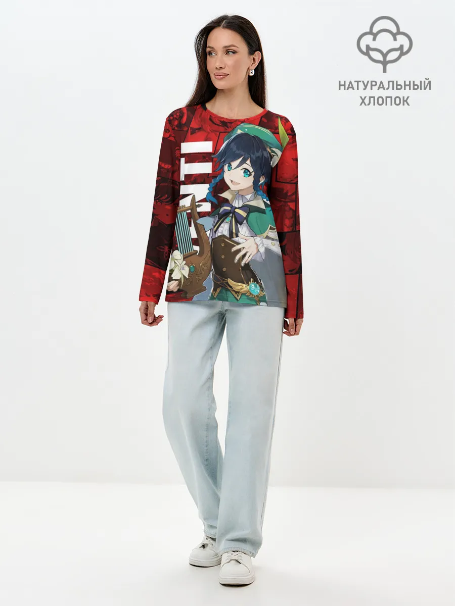 Лонгслив женский. Хлопок / Венти | Genshin Impact