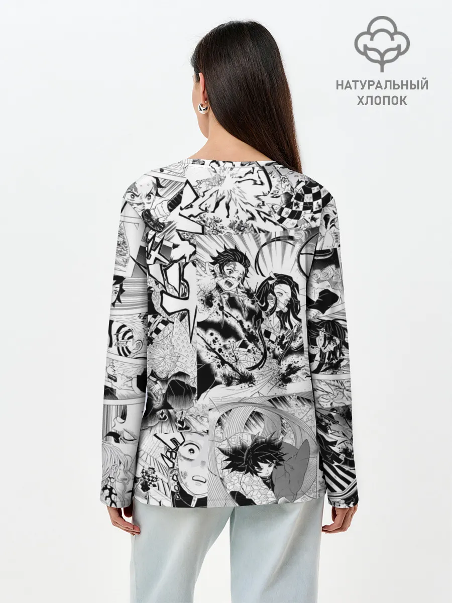 Лонгслив женский. Хлопок / Клинок, рассекающий демонов, МАНГА