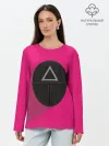 Лонгслив женский. Хлопок / ИГРА В КАЛЬМАРА МАСКА ТРЕУГОЛЬНИК С ТЕНЬЮ