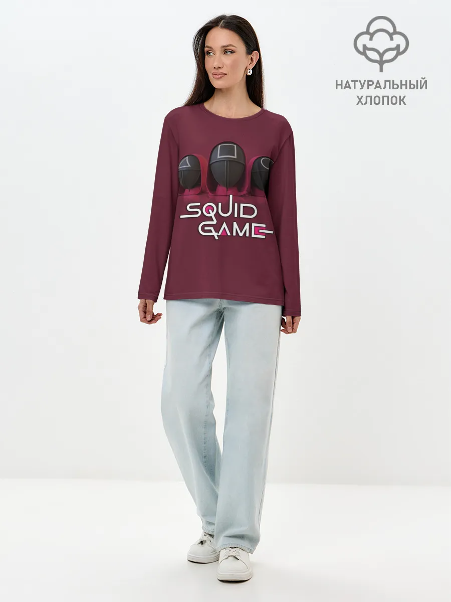 Лонгслив женский. Хлопок / ИГРА В КАЛЬМАРА ТРИО | SQUID GAME TRIO