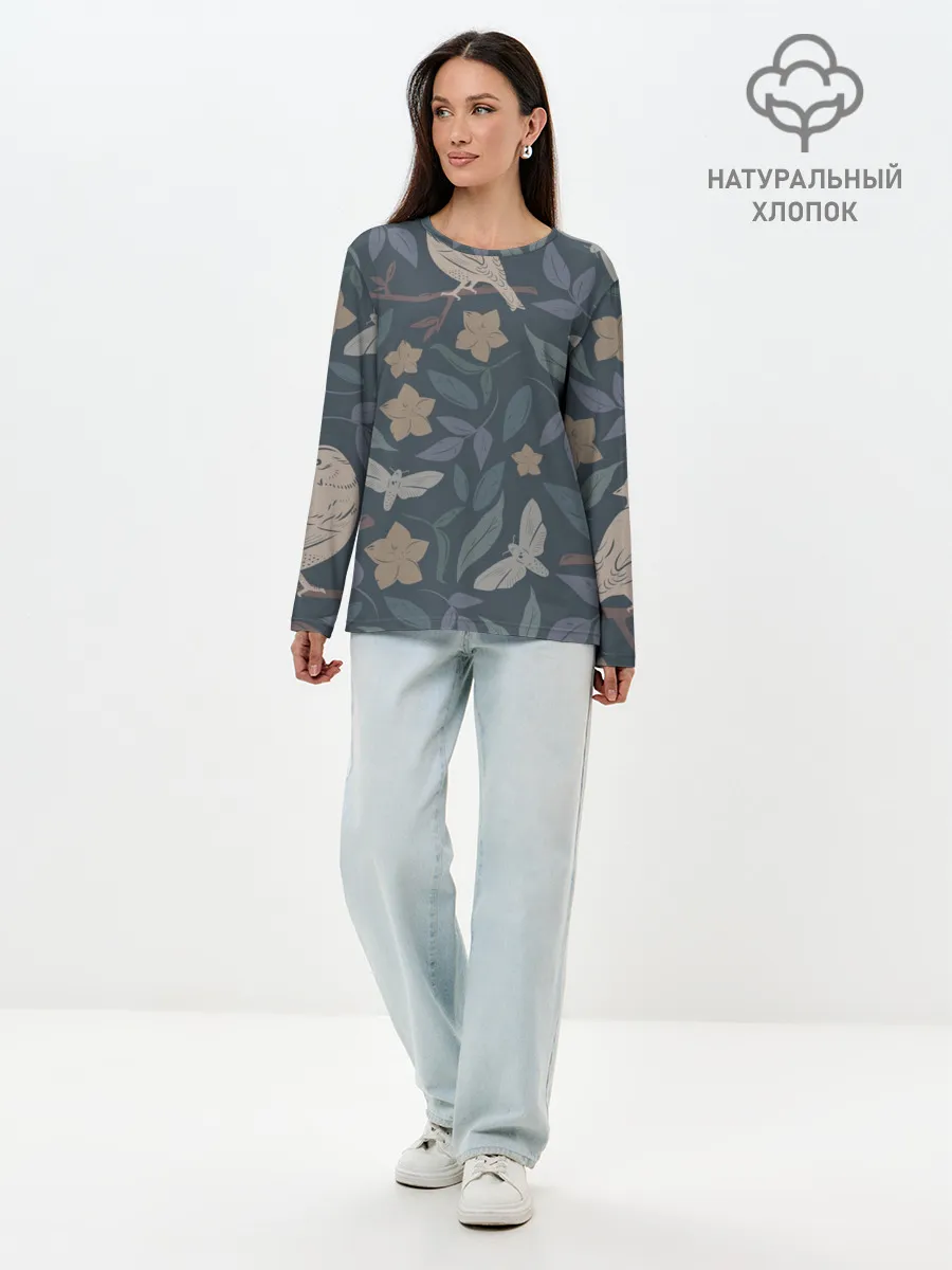 Лонгслив женский. Хлопок / Летняя полночь