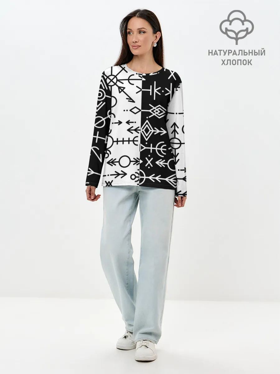 Лонгслив женский. Хлопок / ДРЕВНИЕ СЛАВЯНСКИЕ РУНЫ