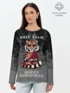 Лонгслив женский. Хлопок / Keep calm and Merry Christmas