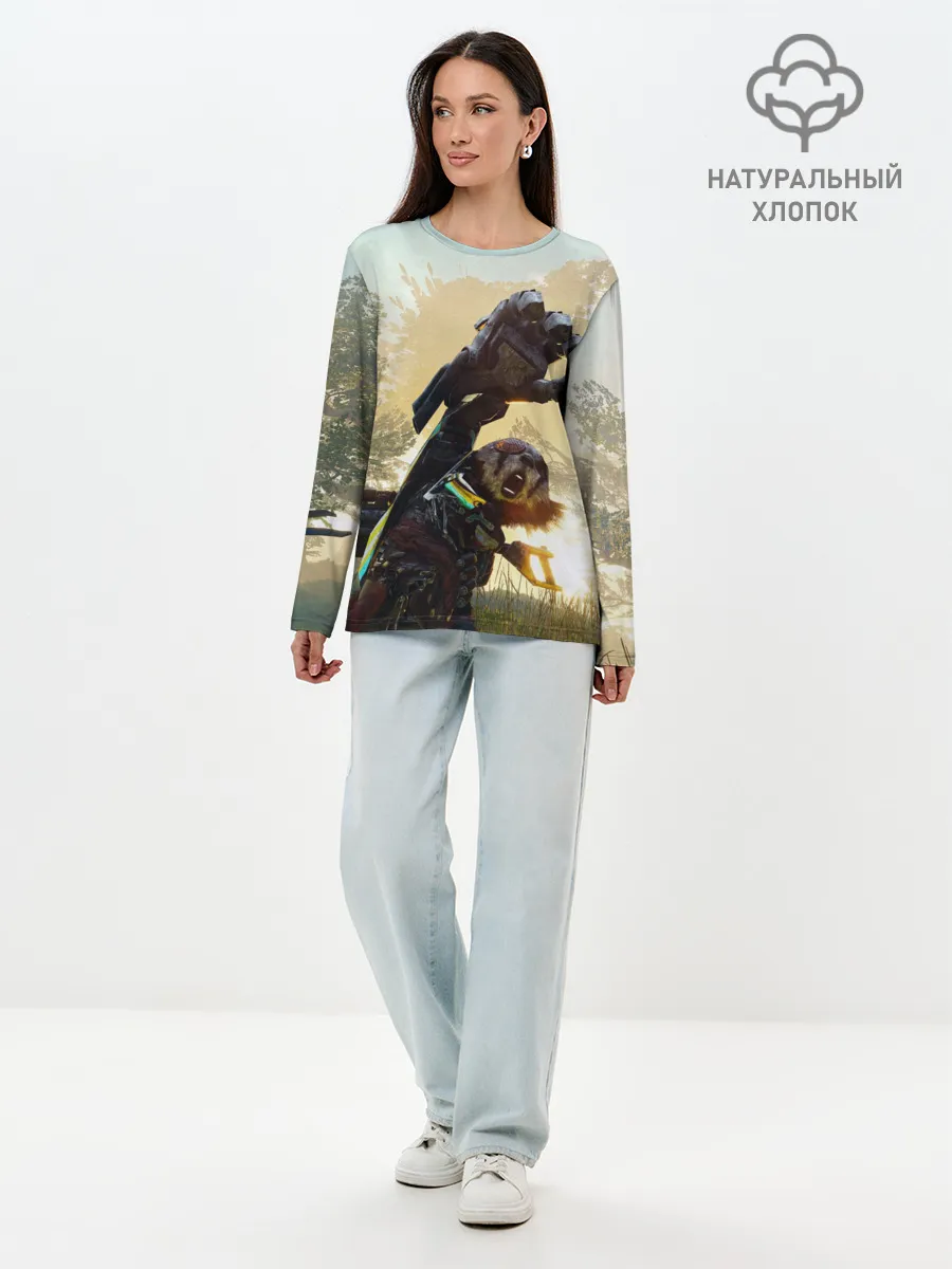 Лонгслив женский. Хлопок / Biomutant | Биомутант рука