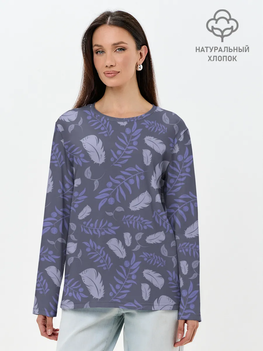 Лонгслив женский. Хлопок / Зимняя абстракция