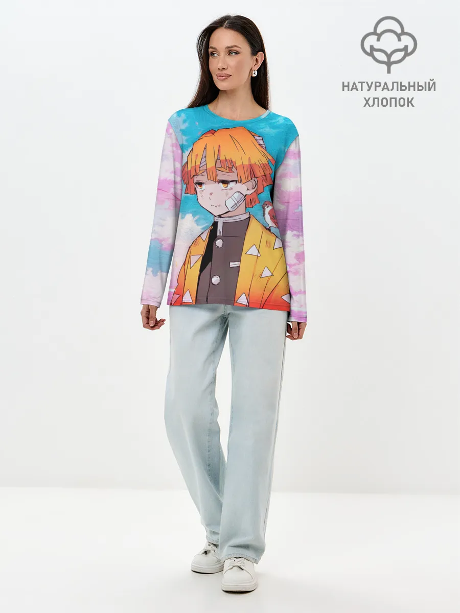 Лонгслив женский. Хлопок / КЛИНОК РАССЕКАЮЩИЙ ДЕМОНОВ, ЗЕНИТЦУ