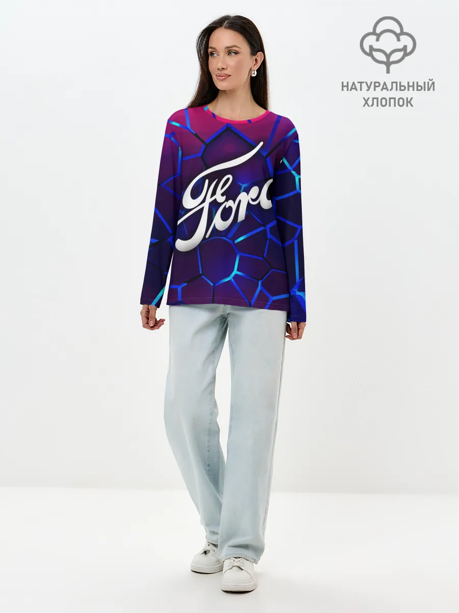 Лонгслив женский. Хлопок / 3D плиты с подсветкой | FORD