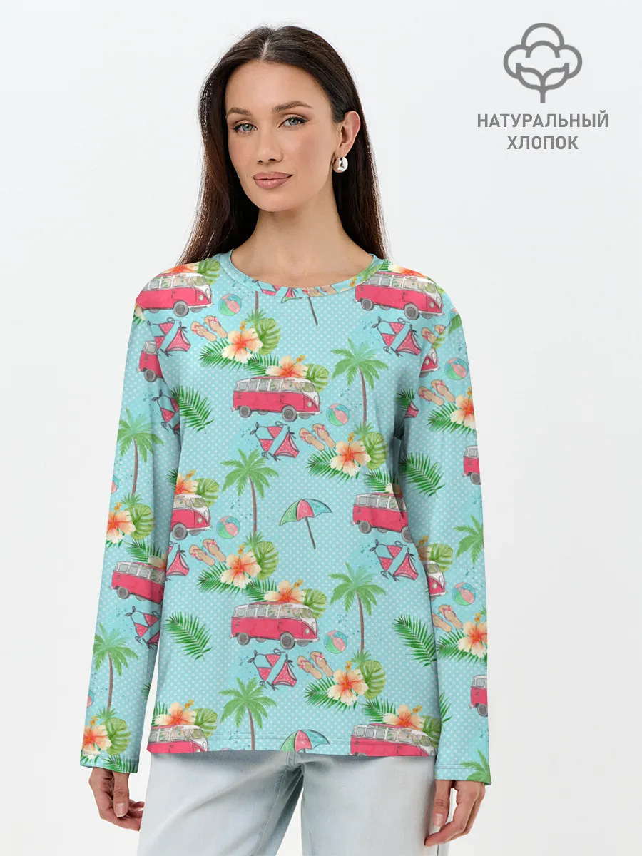 Лонгслив женский. Хлопок / Путешествие хиппи