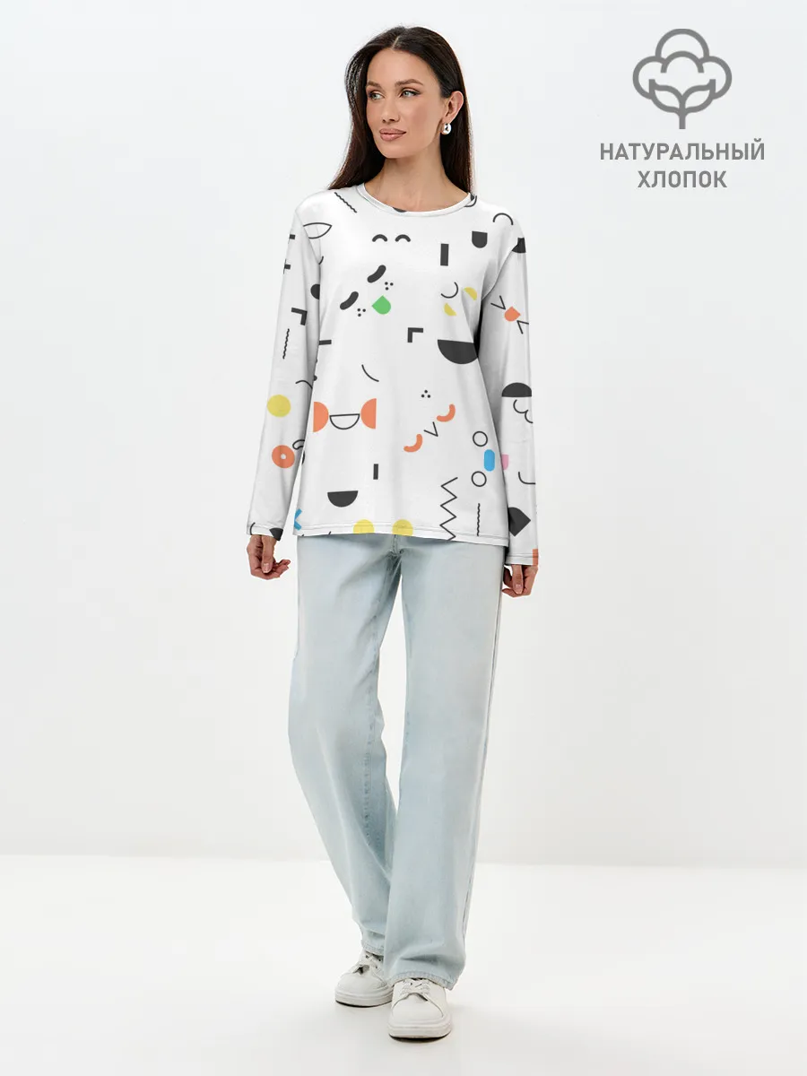 Лонгслив женский. Хлопок / TOCA BOCA УЗОР ФОН