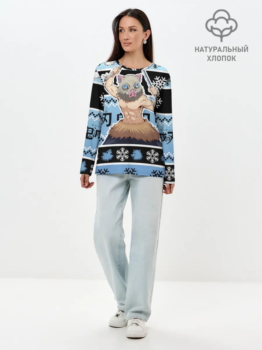 Лонгслив женский. Хлопок / ИНОСКЕ ХАШИБИРА