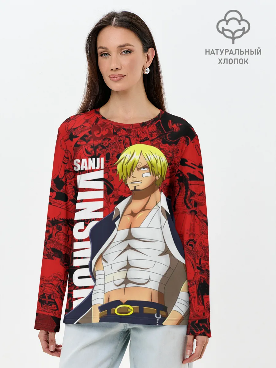 Лонгслив женский. Хлопок / Санджи Винсмок, One Piece