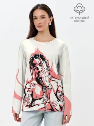 Лонгслив женский. Хлопок / Тревис в огне
