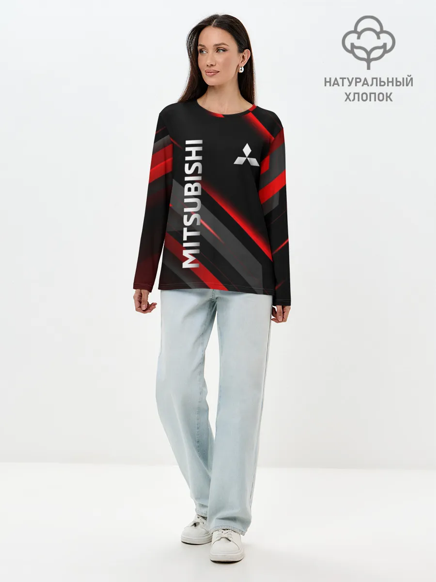 Лонгслив женский. Хлопок / Геометрия митсубиси