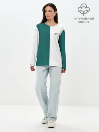 Лонгслив женский. Хлопок / ИГРА В КАЛЬМАРА | РУС ЛОГО