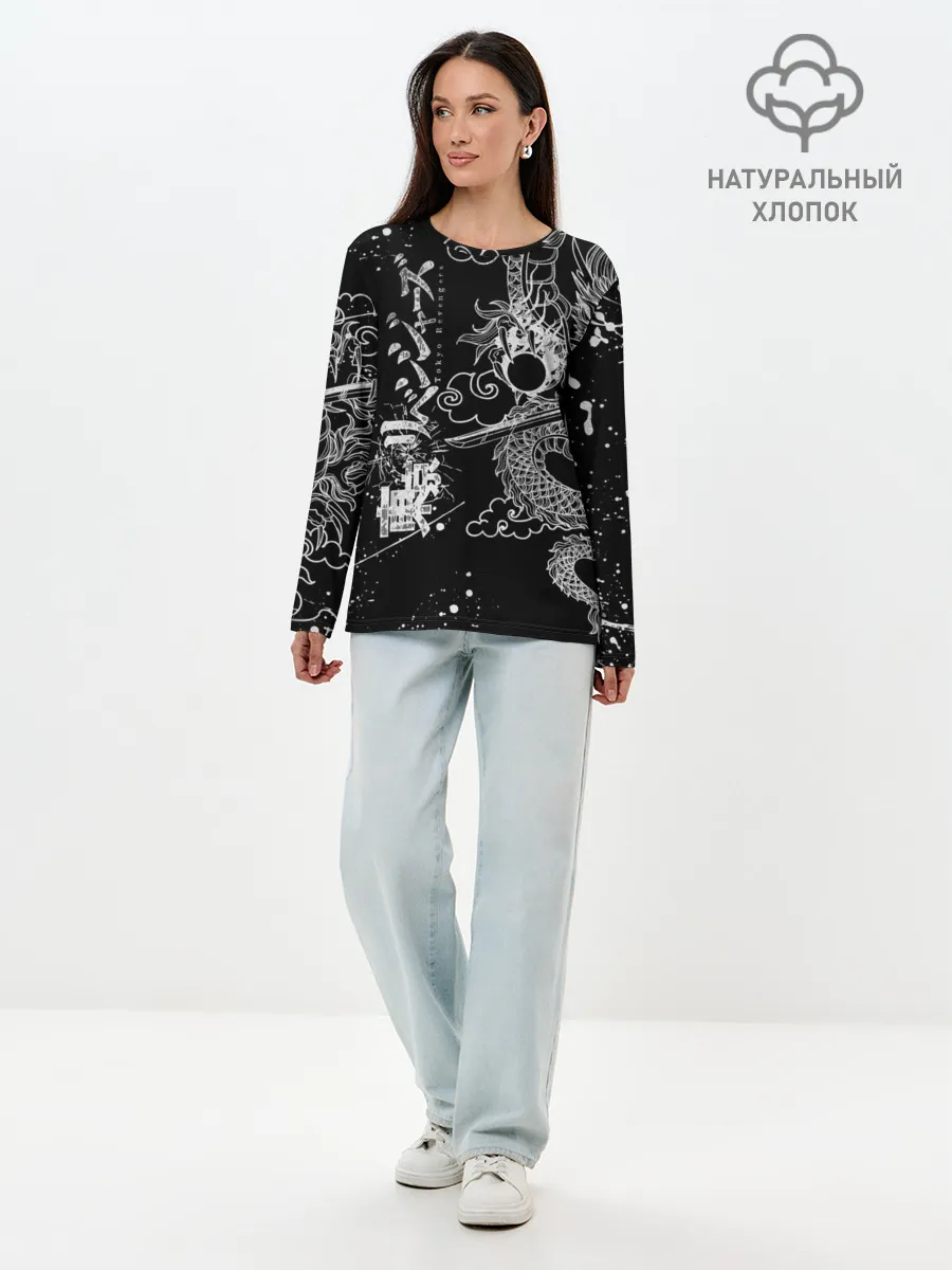 Лонгслив женский. Хлопок / ТОКИЙСКИЕ МСТИТЕЛИ / TOKYO REVENGERS ДРАКОН