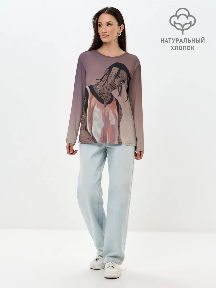 Лонгслив женский. Хлопок / Потёкший Тревис