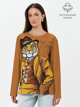 Лонгслив женский. Хлопок / Good luck in the coming year of the Tiger!