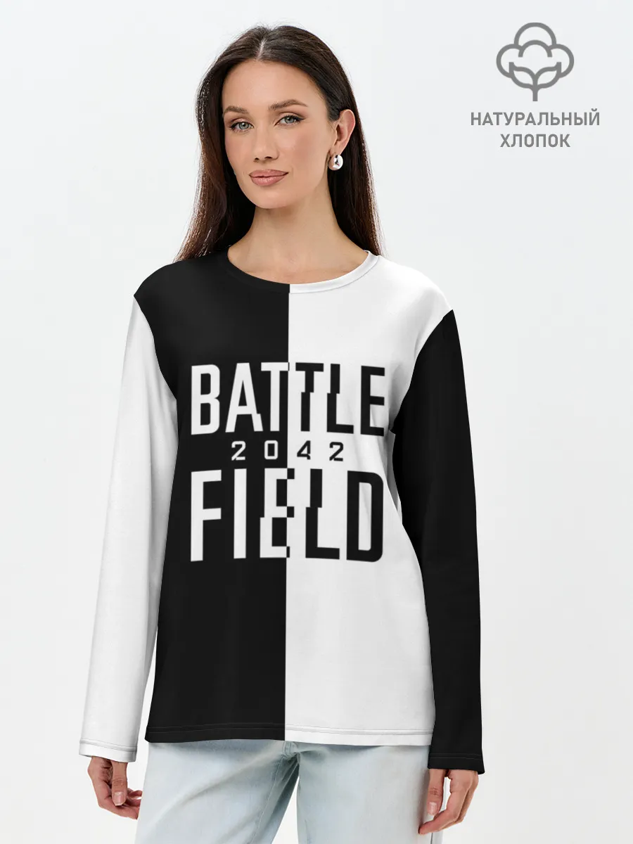 Лонгслив женский. Хлопок / БАТЛФИЛД 2042 | ЛОГОТИП