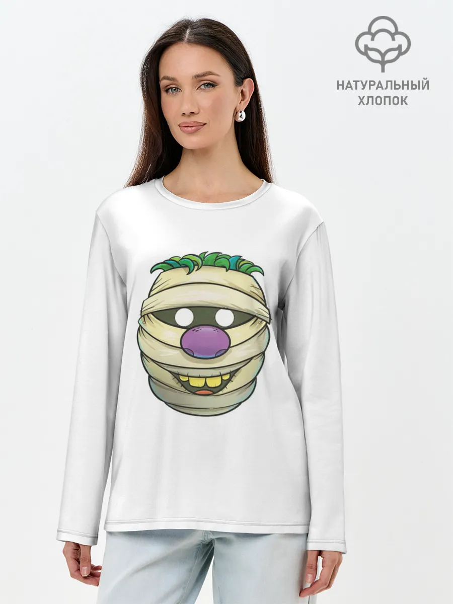 Лонгслив женский. Хлопок / улыбающейся голова мумии