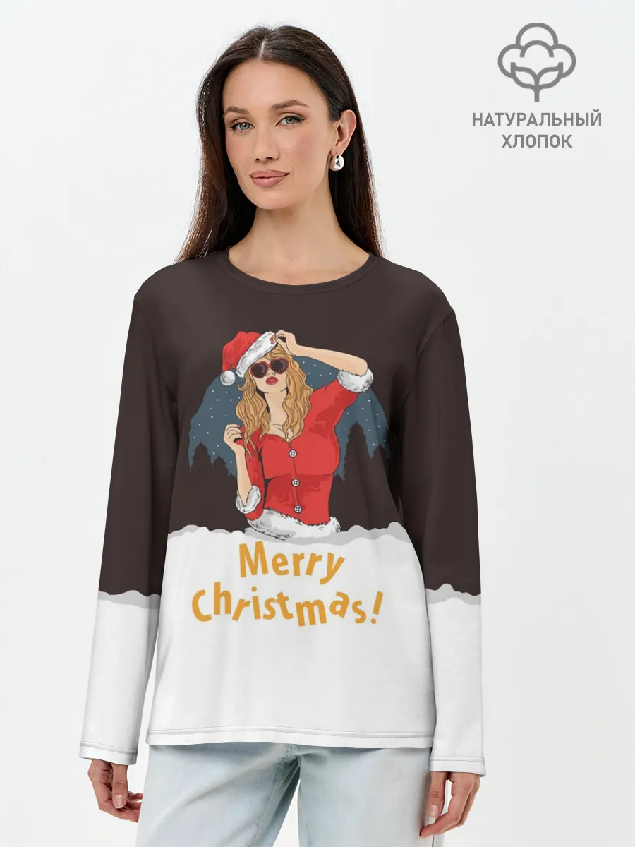 Лонгслив женский. Хлопок / Снегурка