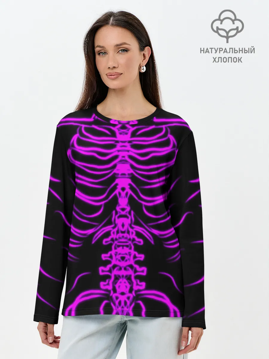 Лонгслив женский. Хлопок / Розовые кости