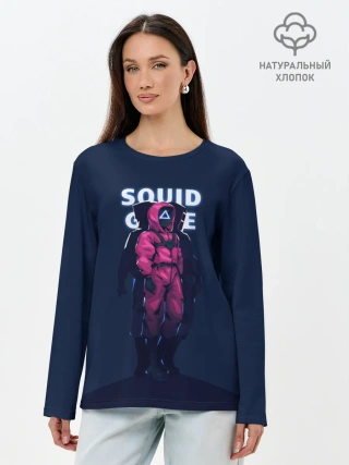 Лонгслив женский. Хлопок / ТРЕУГОЛЬНИК НА СТРАЖЕ | SQUID GAME