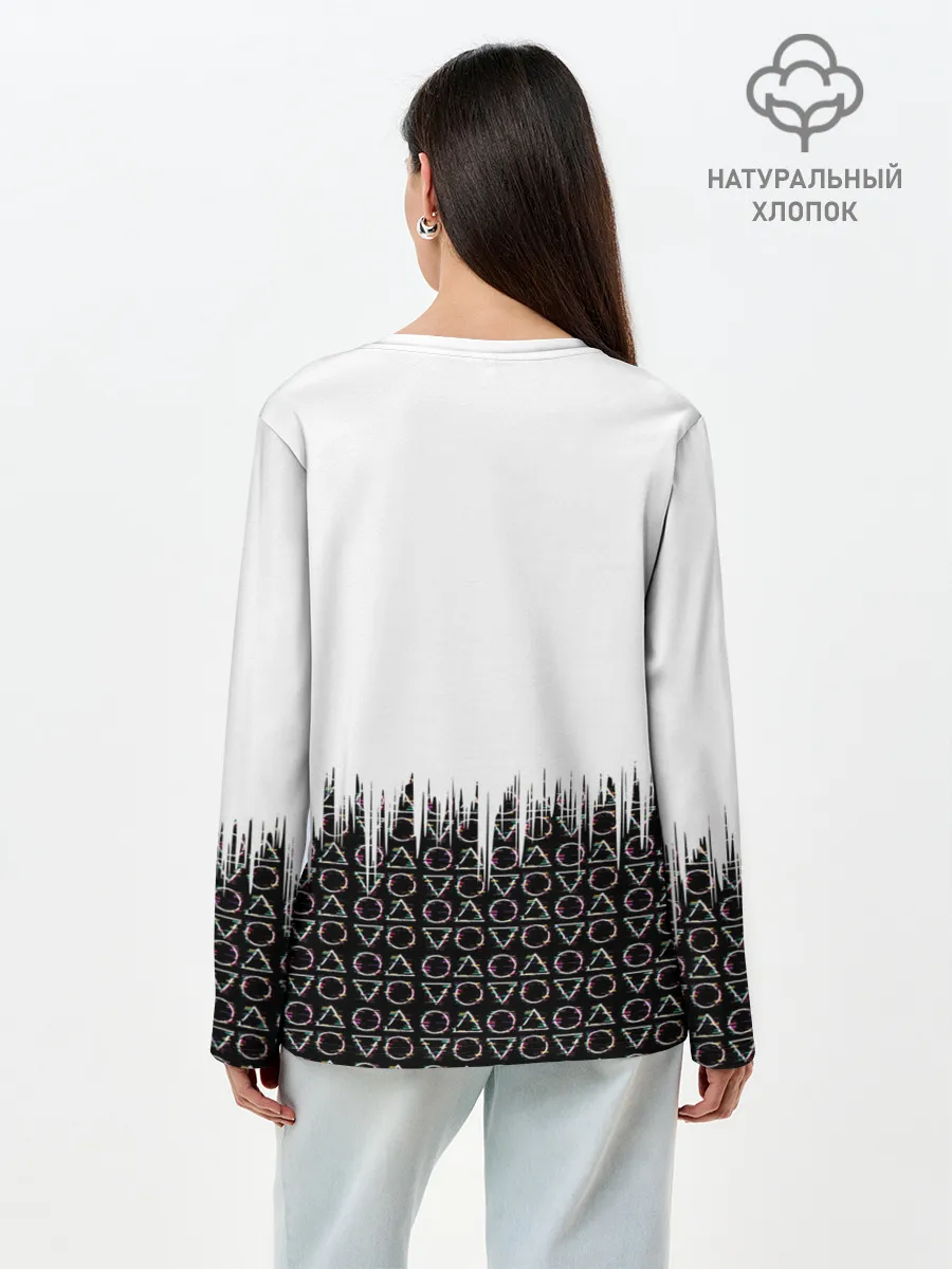 Лонгслив женский. Хлопок / Игра в кальмара фигуры,